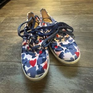 Kate Spade Keds red white blue hearts size 5 EUC